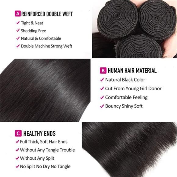 Straight Bundles Human Hair 16 16 16 Inch Brazilian Straight Hair Bundles 100% main image 6